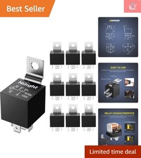 Universal 10 Pack 5 Pin SPDT Automotive Relays - 30A/40A Capacity, Quick Connect