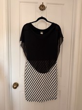 Women’s Black Striped Sleeveless Sheath Midi Pencil Dress Plus Size 1X