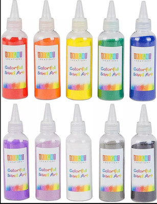 BRANDNEUE PACKUNGEN MIT 10 HELLEN KREATIONEN FARBIGEN SANDFLASCHEN REGENBOGENFARBEN (0.