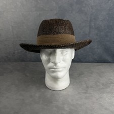 Stetson Fedora Hat Men Medium Natural Straw Western Panama Style Brown Wide Brim