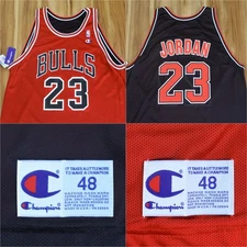 Michael Jordan Chicago Bulls Champion Jersey Reversible Red Black Men 48 XL NEW