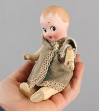 RARE 6.5in Antique German GOEBEL GOOGLY EYE Bisque Head & Composition Doll 