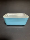 PYREX Vintage Food Dish Refrigerator Dish Primary Blue 502-B 502-C Loaf Dish 7”