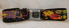 DODGE Buckle-Down Belt w/ Paint Splatter Design Seat Belt Closure Adjustable
