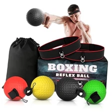  Boxing Reflex Ball Set with 4 Difficulty Balls & 2 Adjustable Headbands – 