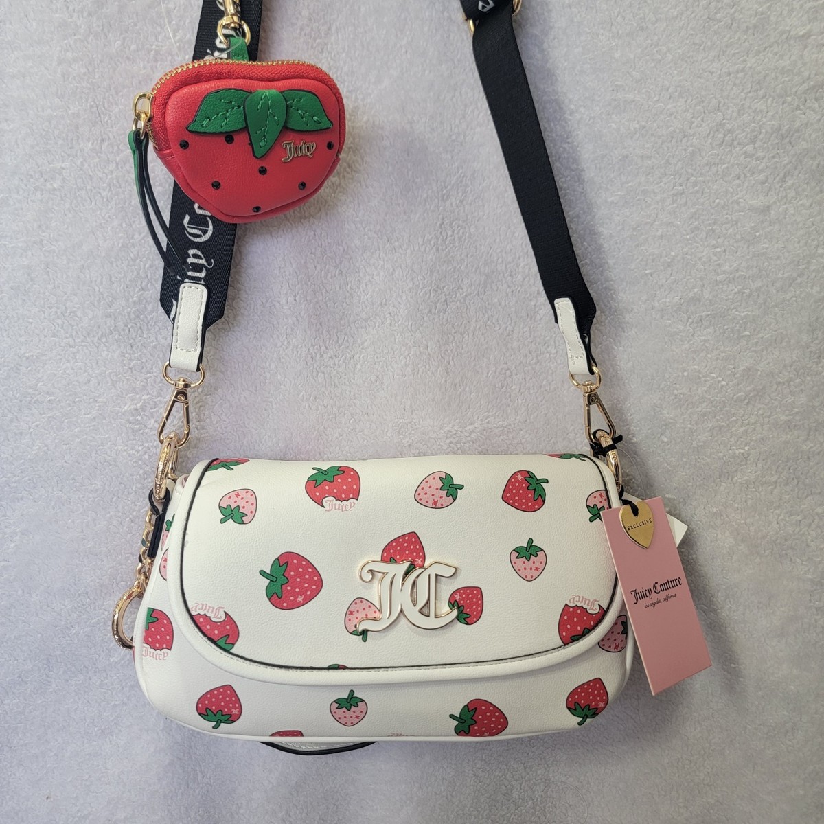 NEW! Juicy Couture Sweet N Juicy Strawberry White Multi Flap