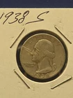 1938 S SILVER COIN WASHINGTON QUARTER HARD TO FIND S MINT SILVER .25 SILVER COIN
