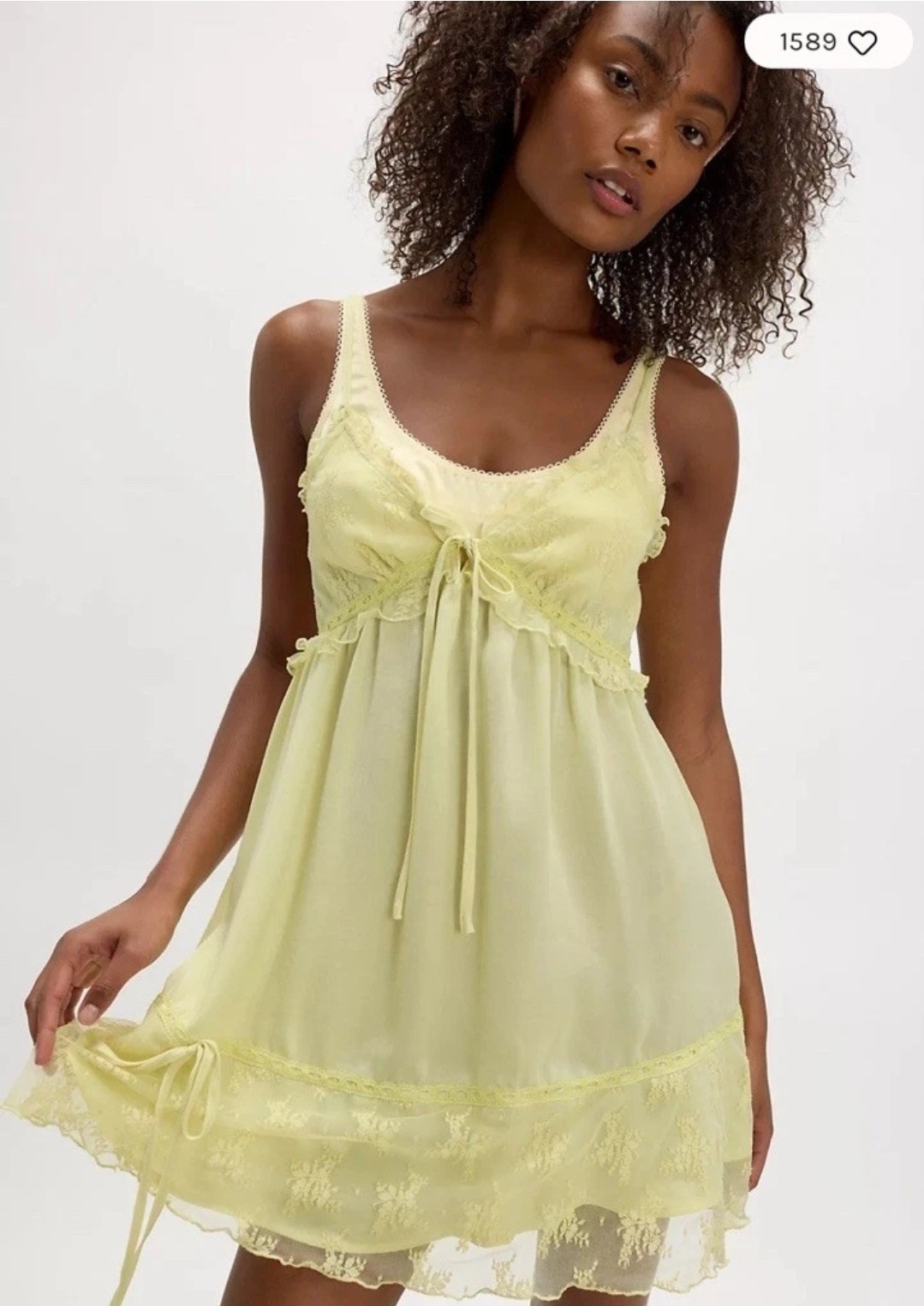 Free People Top Tell Me More Solid Mini Slip - Lime Green - Size XS, rrp £88.