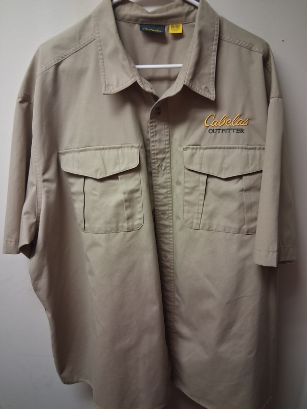 Cabela's Men's Tan Button Down Utility Short Sleeve Size 2XL 