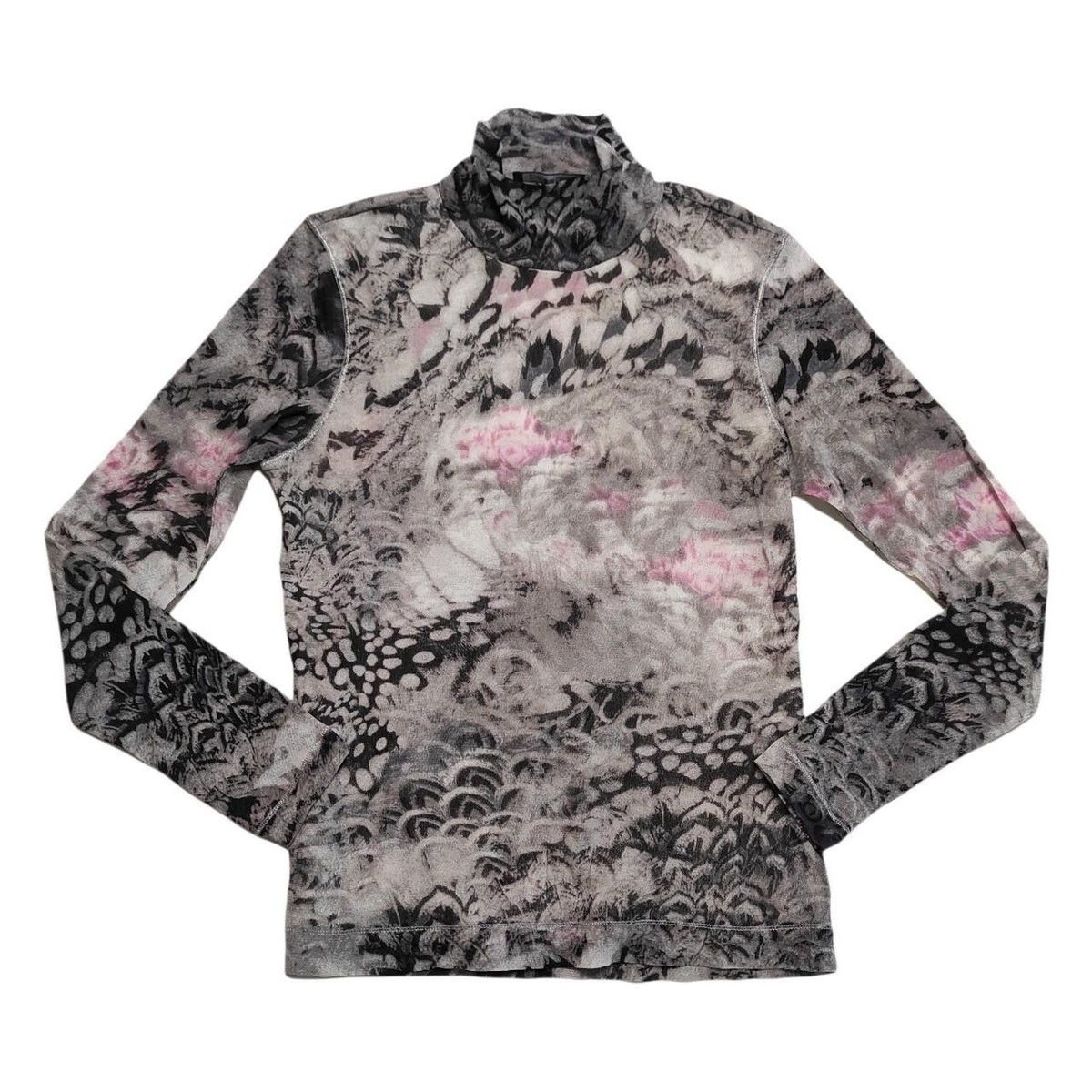 Y2k 00s 2000s vintage abstract print pastel mesh long sleeve