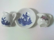 Miniature Dollhouse Furniture 1 Scale Porcelaine Pitcher / Plate Lot