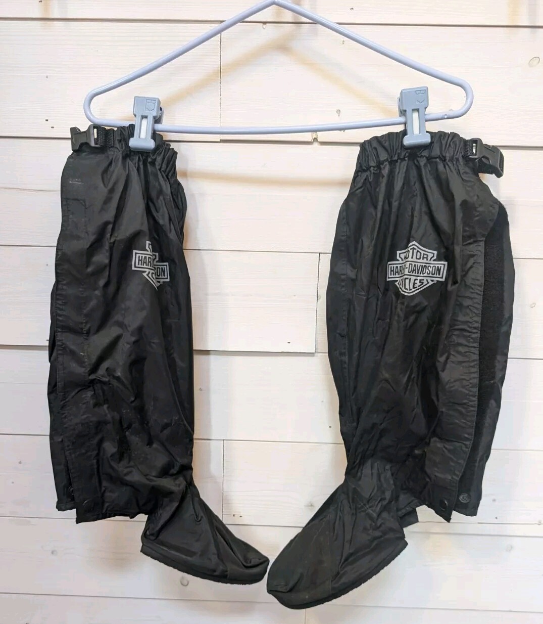 Harley Davidson Rain Gaiter Boot Cover Sz Large Black Reflective Logo