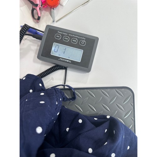 Old Navy Polka Dot Jumpsuit Damen L blau weiß Leinenmischung verstellbare Träger - Bild 12 von 12