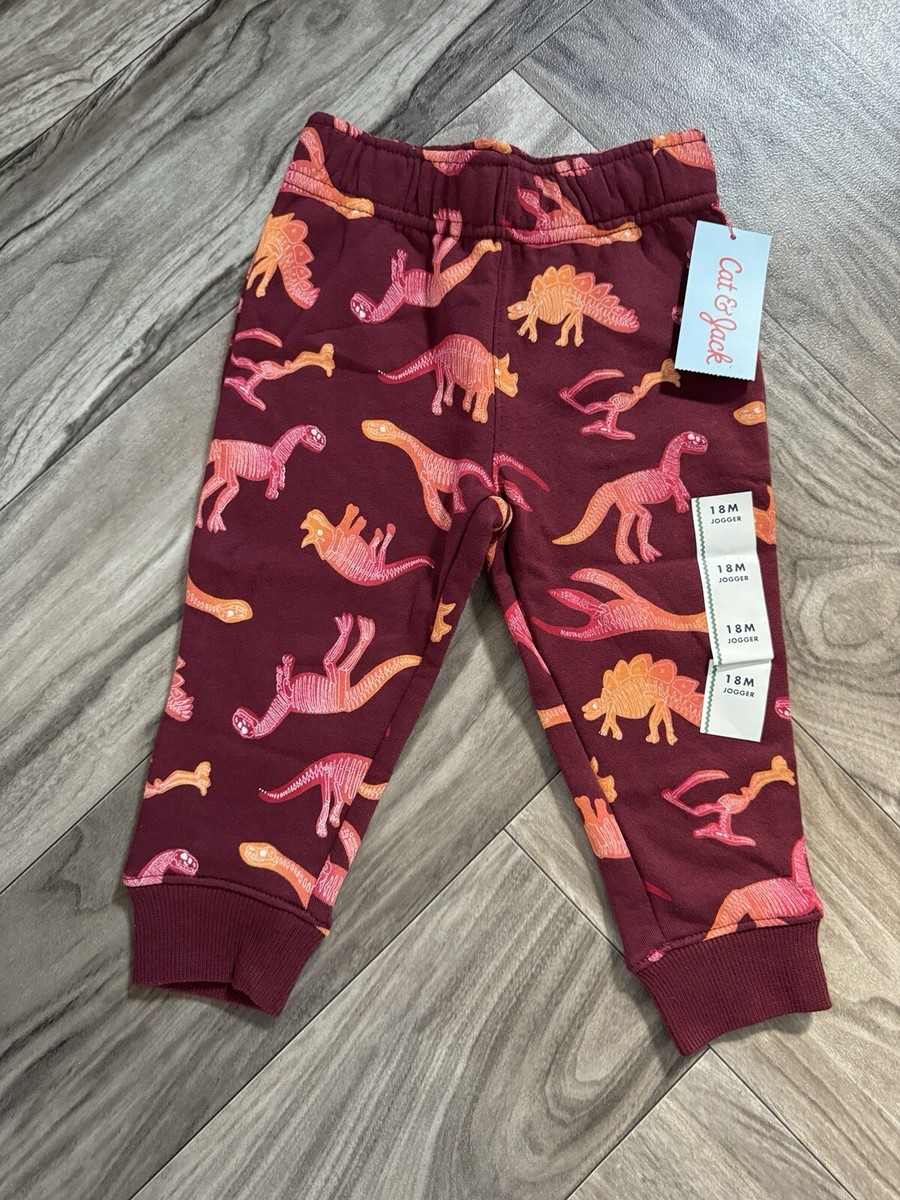 Cat Jack Dinosaur Sweatpants Joggers Boys Toddler 18M Maroon