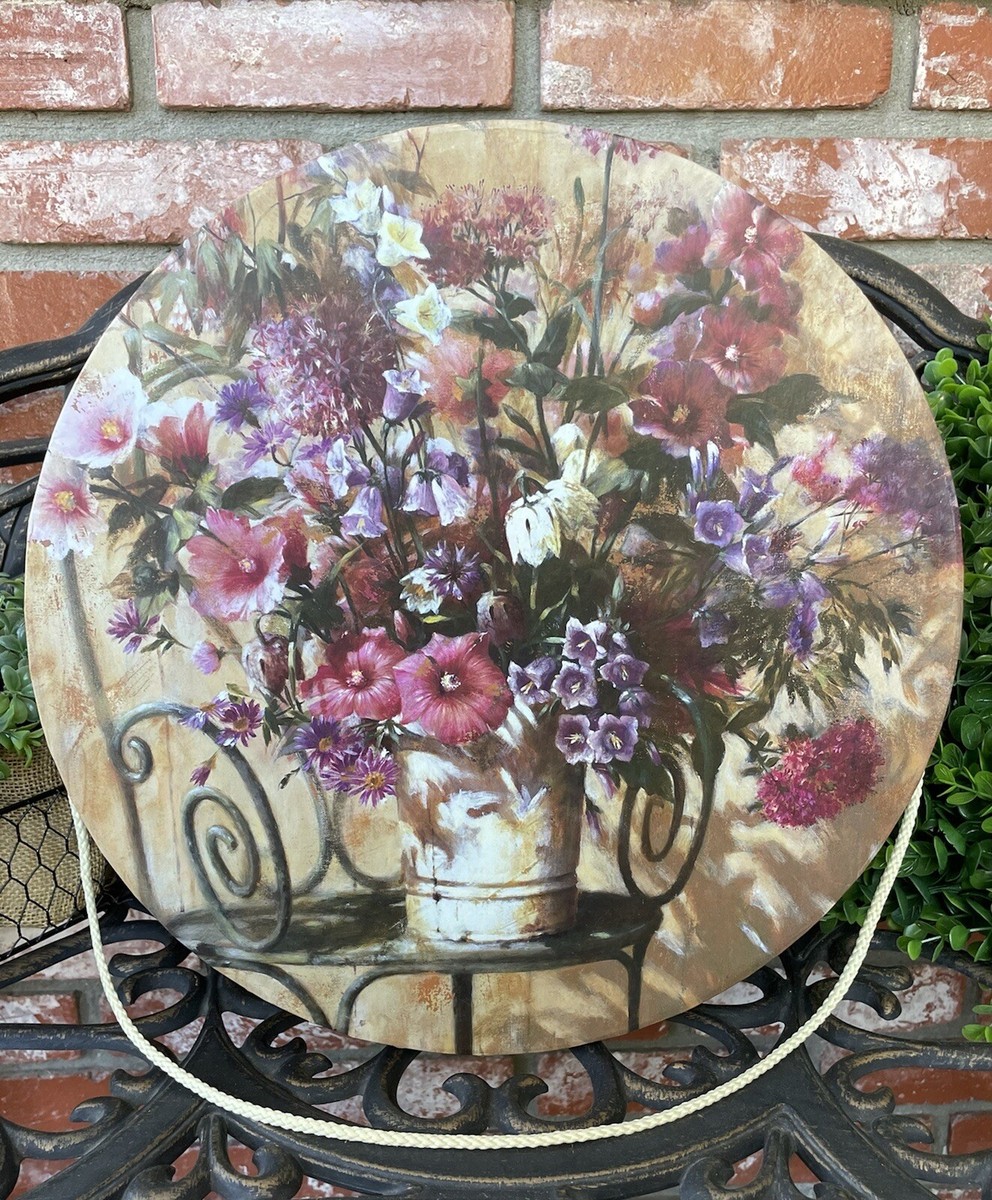 Vintage Tri Coastal Design Hat Box W/Farmhouse Floral Design 