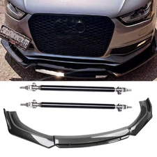 For Audi A5 A4 A3 Carbon Fiber Black Front Bumper Lip Body Kit Spoiler Protector