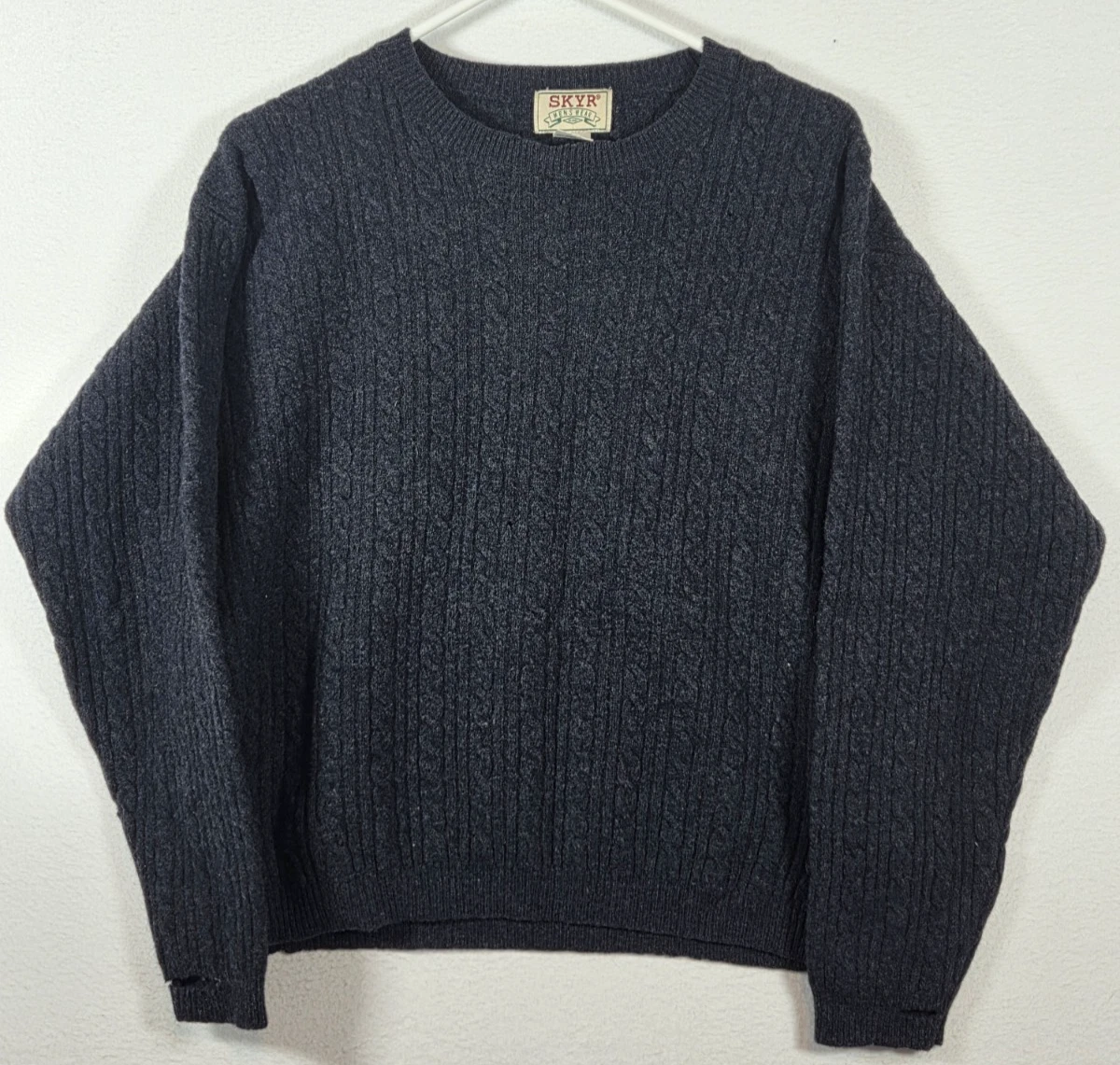 Skyr Men’s Lambswool Sweater SZ M Medium (Tag L) Dark Gray Pullover Long Sleeve