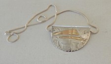STERLING 14K GOLD ANN GRUNDLER SILBER DRUCK SERIE MODERNIST ANHÄNGER HALSKETTE
