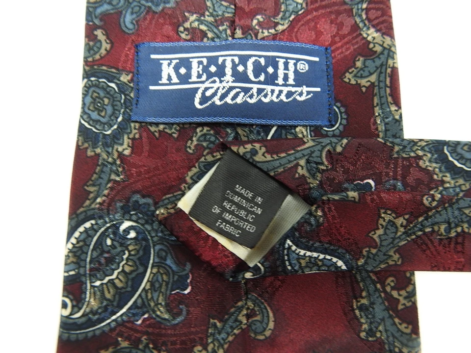 Corbata para el cuello KETCH Classics para hombre roja diseño cachemir seda tela importada prendas para el cuello Foto 2 de 4