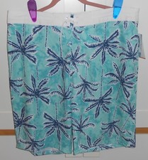 MEN'S OLD NAVY WHITE/BLUE PALM PRINT BUILT-IN FLEX BOARD SHORTS - 10" - SIZE 38