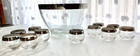 11 VTG MCM Dorothy Thorpe ROLY POLY PUNCH COCKTAIL GLASSES & ETCHED PUNCH BOWL — photo 1