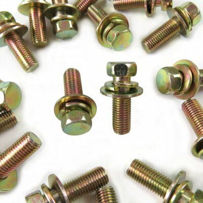 25) M10-1.25x35 Bolts M10x1.25x35 Flange Screws J.I.S. Small Head Hex 10.9 Zinc