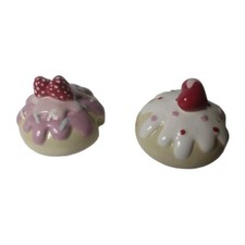 2 Ceramic Replacement Sugar Bowl Cupcake Tops Lids Only For 2