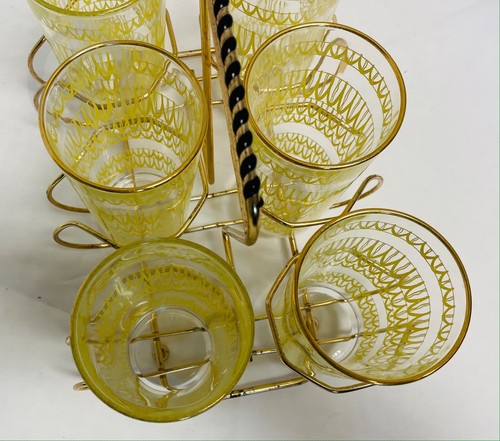 *Vintage*Yellow Glasses with Rack*Anchor Hocking*21005B S94 Mid Century Modern - Picture 6 of 6