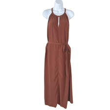 Eileen Fisher Halter F/L Dress Medium Sleeveless Crepe Tie Waist NWT DR-1593