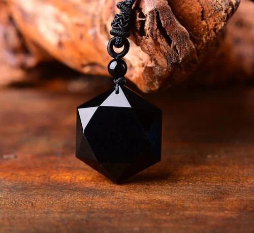 VETEMENTS Collana con ciondolo esagonale ossidiana protezione spirituale collana cristallo regali