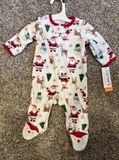 3M Carter's Just One You   Baby Santa Christmas Fleece Footed Pajama - NEW