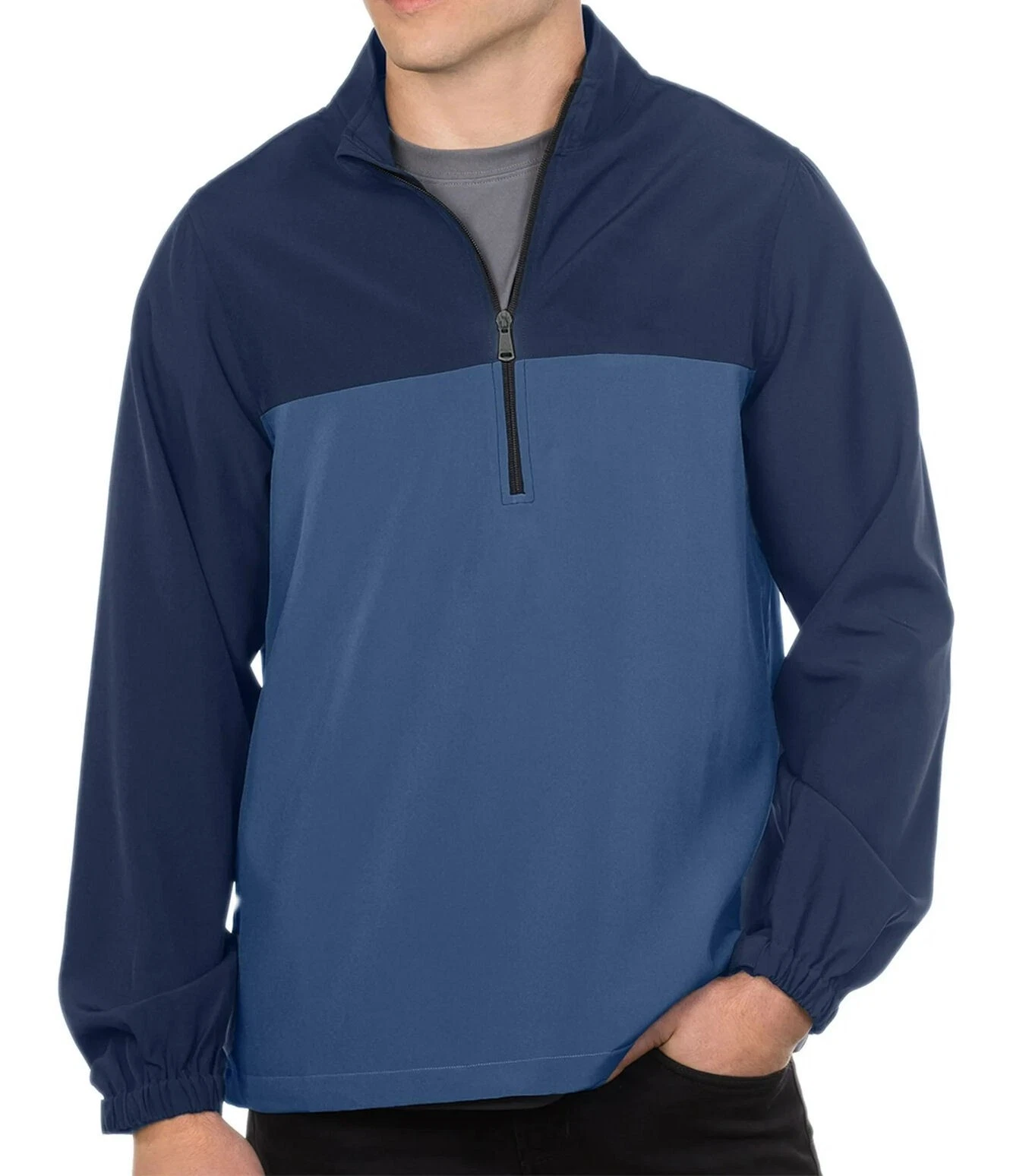 Tri Mountain J2080 Wade Men's 1/2 Zip Windshirt - Blue/Navy - Size 2XL