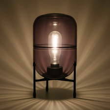 Cello Light Purple Glass Lamp | Battery Operated LED Mood Light for Home