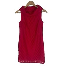Adrianna Papell Red Lace Roll Neck Sleeveless Sheath Dress Size 2