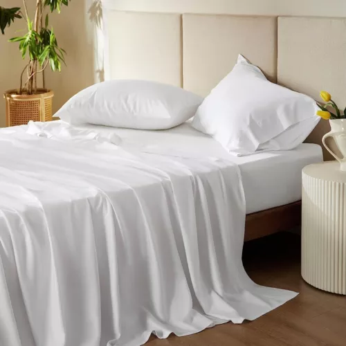 Bedsure Bamboo Twin Sheet Set - 100% Viscose from Bamboo Sheets, 16" Deep
