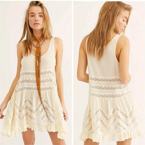 Lace Trapeze Slip White Mini Dress NWT 