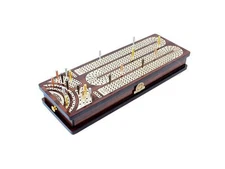 Continuous Cribbage Board/Box Inlaid in Rosewood/Maple : 4 Track - Side Drawe...