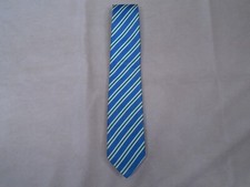 Vintage J. Crewn Striped Silk Tie Blue Green White Classic Preppy USA Made