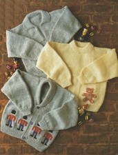 Girls Boys Cardigan Sweater Teddy Soldier Motif Knitting Pattern DK 20-30" 1346 