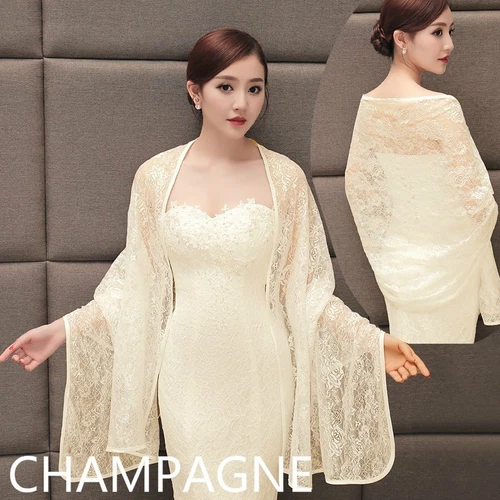 Bride Bridal Lace Shrug Bolero Cape Wrap Shawl Poncho Capelet Tippet Wedding - Picture 21 of 33