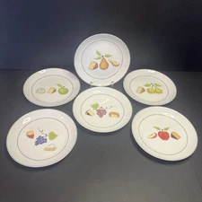 Crate & Barrel Plates Appetizer Snack Fruit Cheese Dishes by Nancy Green Set 6