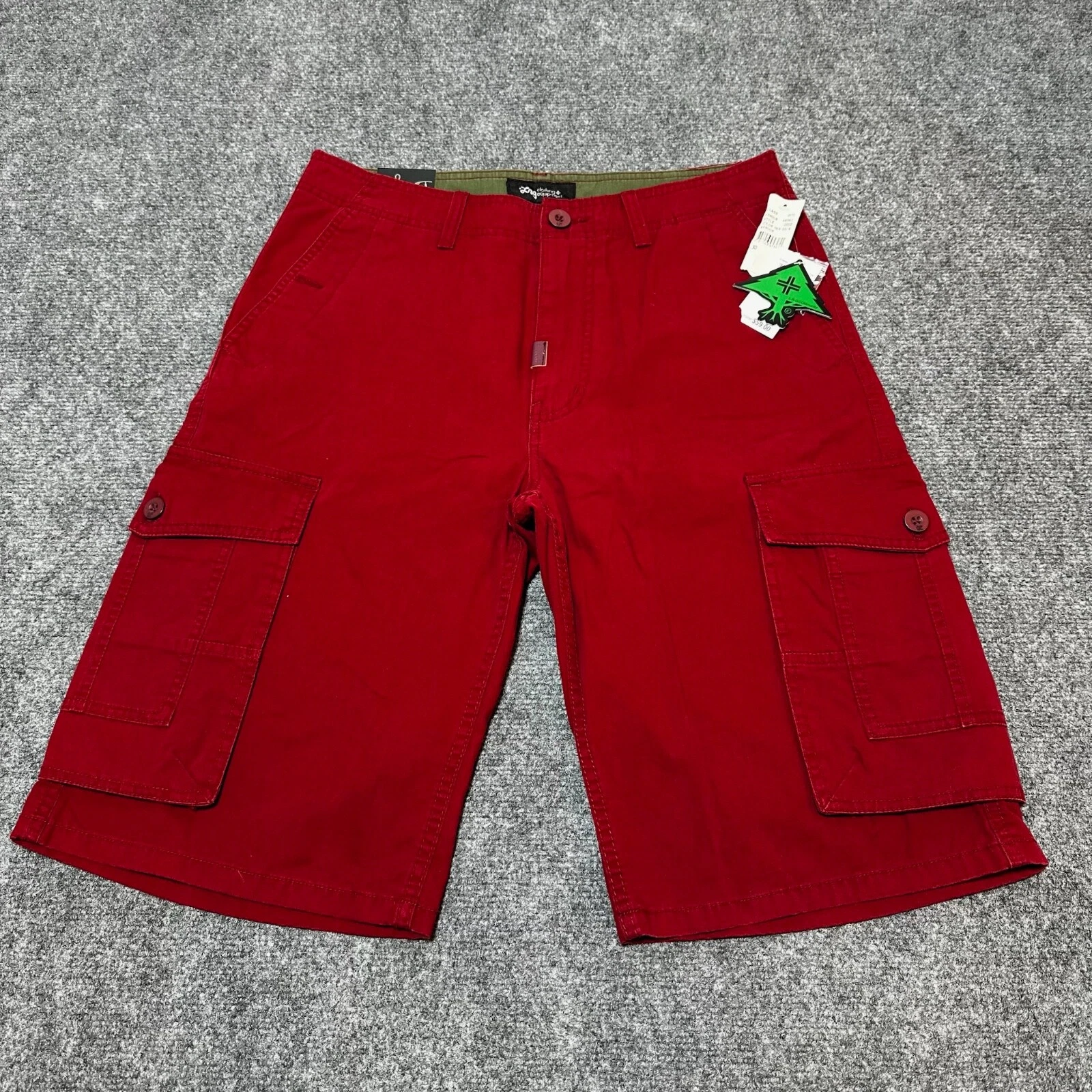 NEW LRG Shorts Mens 30 Red Cotton Loose Mid Rise Cargo Pockets Classic
