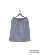 Vintage Orvis Cottagecore Floral Denim Prairie Embroidered Skirt Size XLarge