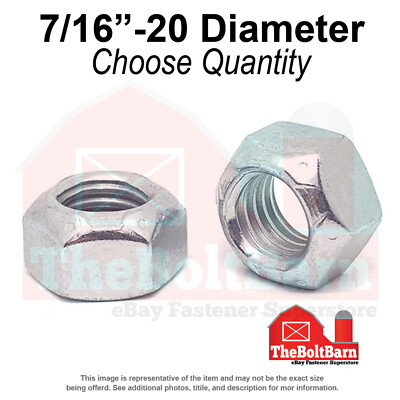 7/16''-20 Grade 8 Hex Top Lock Nuts Zinc Clear Fine Thread (Pick Quantity)
