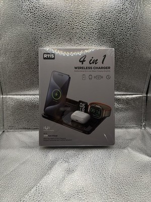 R11S 4-in-1 Wireless Charging Stand Dock Fast Charge Black Wireless Charger