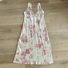 Vintage Deadstock Satin Feel Lace Floral Slip Dress Size 12 Cottagecore