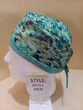Watercolors Men's Skull/Chemo Surgical Scrub Hat/Cap Handmade