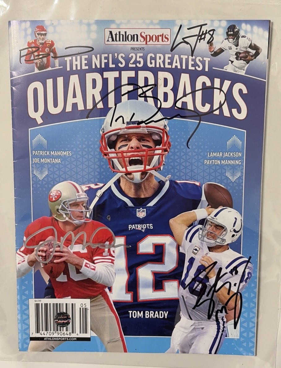 TOM BRADY MONTANA MANNING JACKSON Etc. NFL Autographed Magazine W/Private AA COA