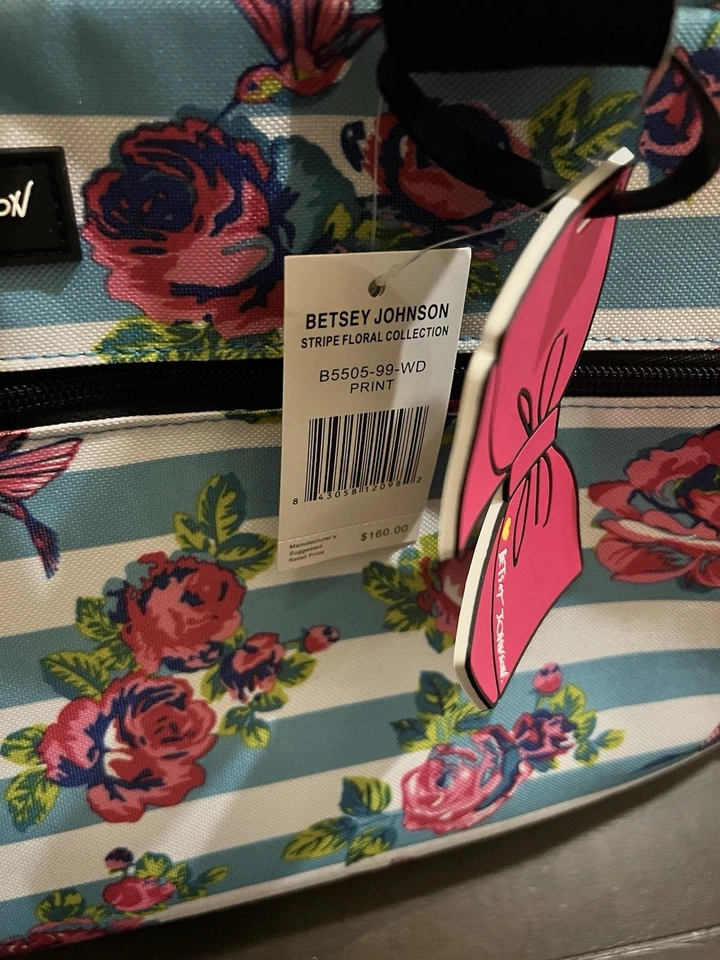 Betsey Johnson Designer Carry-On Luggage Roller Duffle Bag 22” Striped NWT - Image 3 of 4