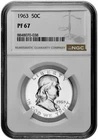 1963 50C Proof Silver Franklin Half Dollar NGC Graded PF 67 in New Holder